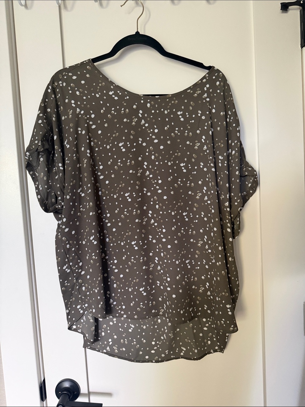 Women’s Olive Dot Pattern Blouse - Unbranded